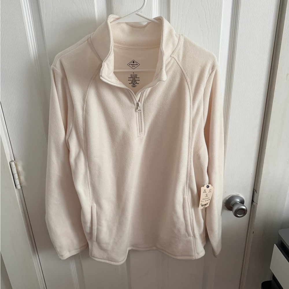 NWT St. John's Bay Cream Quarter-Zip Fleece